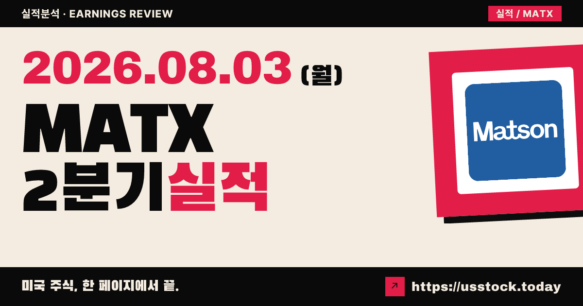 매스턴($MATX) 2026년 2분기 실적 분석 — 희석 주당순이익·매출 모두 예상 상회, 연간 전망 상향
