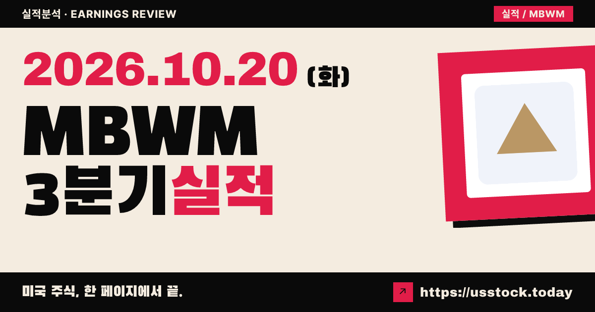 머천틸뱅크($MBWM) 2026회계연도 3분기 실적 분석: 조정 EPS·순수익 동반 상회