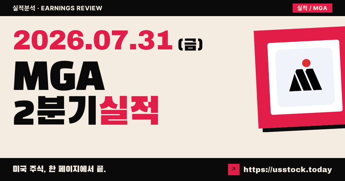 마그나 인터내셔널($MGA) 2026년 2분기 실적 분석 — 조정 주당순이익·매출 모두 예상 상회, 연간 전망 상향