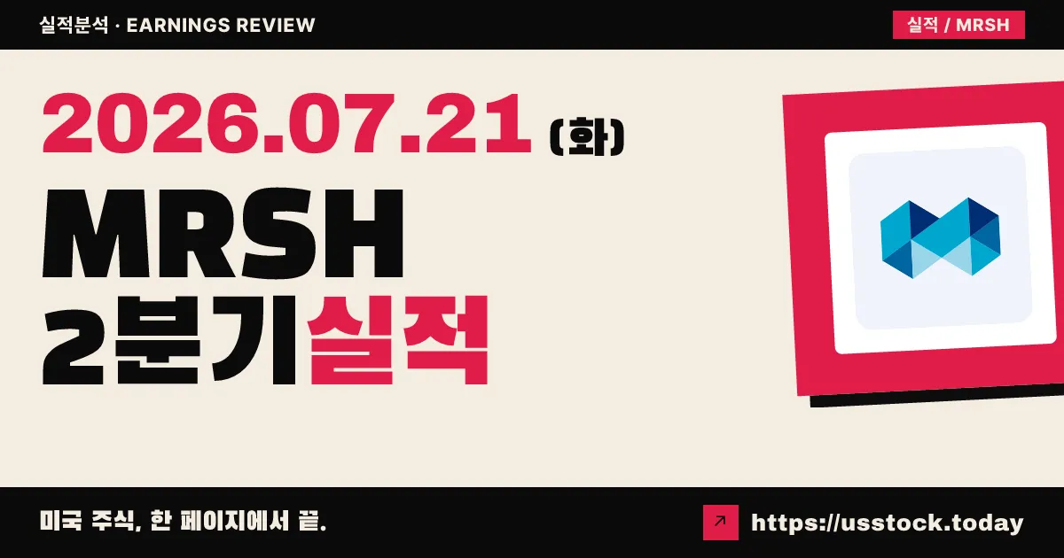 마쉬($MRSH) 2026년 2분기 실적 분석 — 매출·조정 EPS 모두 컨센서스 상회(Beat)