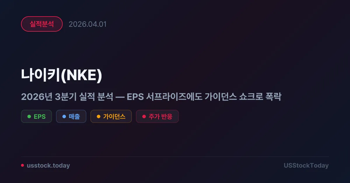 나이키(NKE) 2026년 3분기 실적 분석 — EPS 서프라이즈에도 가이던스 쇼크로 폭락