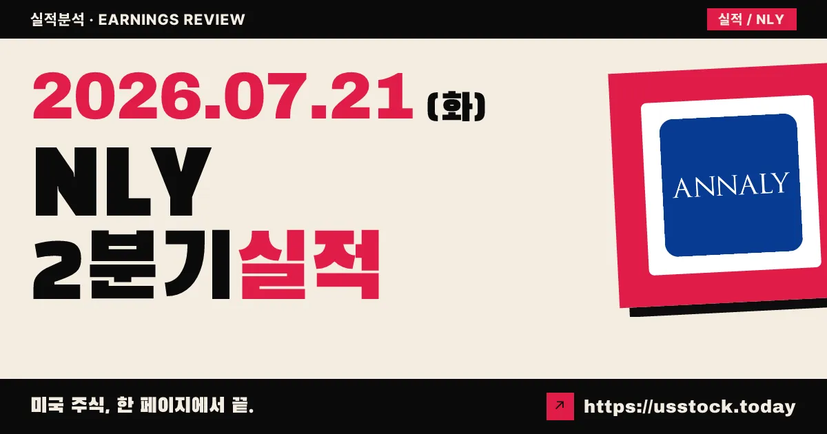 애널리 캐피털 매니지먼트($NLY) 2026년 2분기 실적 분석 — 배당가능이익 $0.79로 컨센서스 상회, 주당순자산 반등