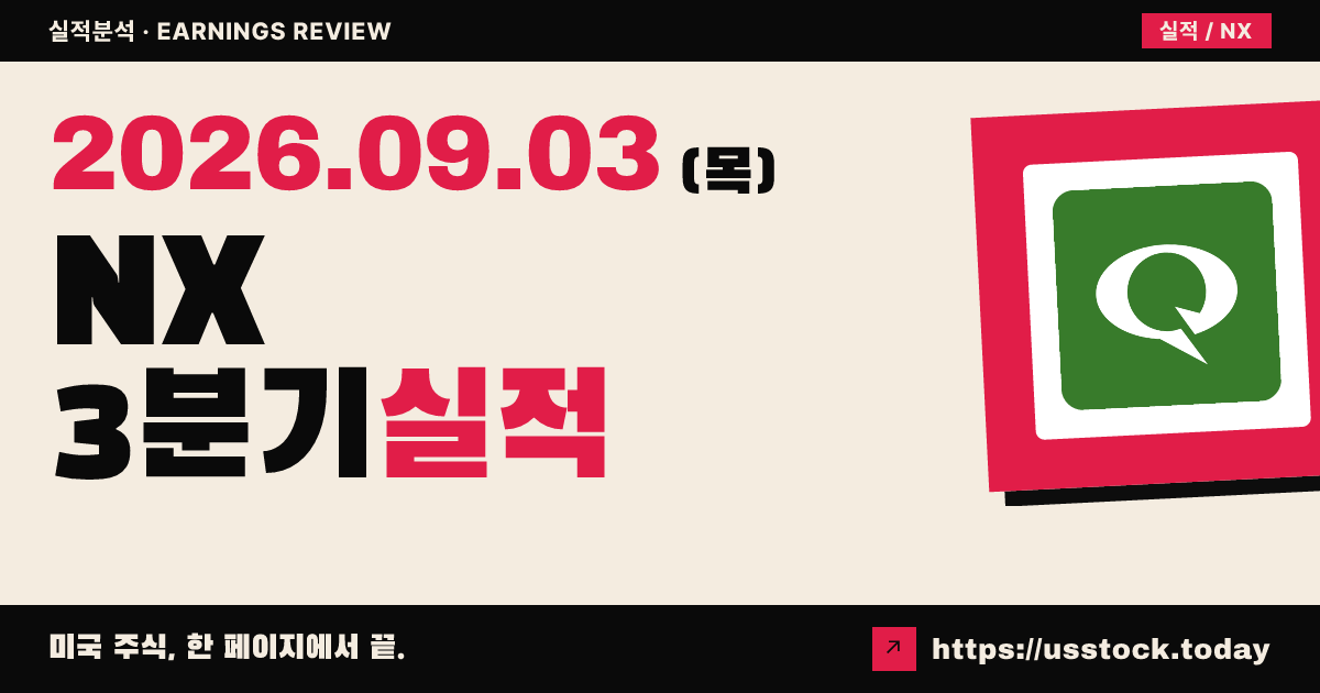 콰넥 빌딩 프로덕츠($NX) 2026회계연도 3분기 실적 분석: 조정 주당순이익 서프라이즈 · 마진 회복