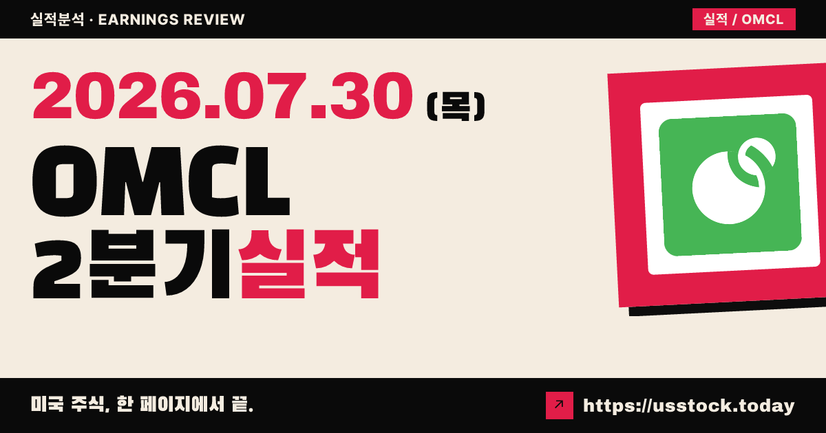 옴니셀($OMCL) 2026년 2분기 실적 분석 — 조정 이익 대폭 상회에도 성장 우려로 시간외 급락