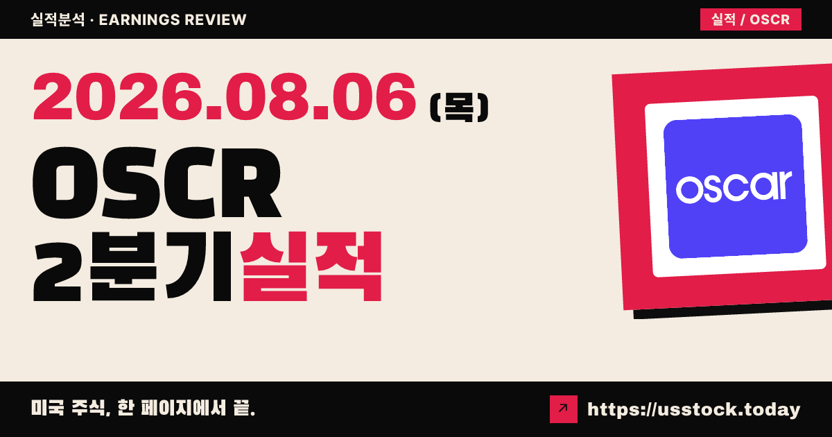 오스카헬스($OSCR) 2026년 2분기 실적 분석 — 매출 예상 상회·연간 영업이익 전망 상향, 시간외 강세