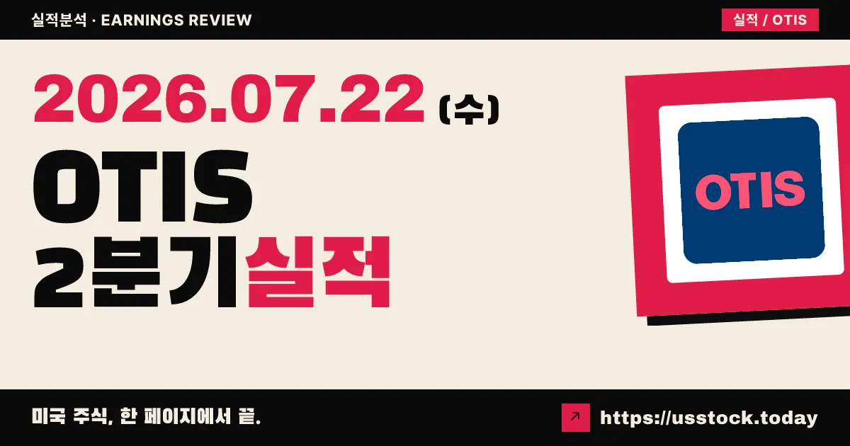 오티스월드($OTIS) 2026년 2분기 실적 분석 — 매출은 예상 상회, 하지만 연간 이익 전망 하향에 주가 하락