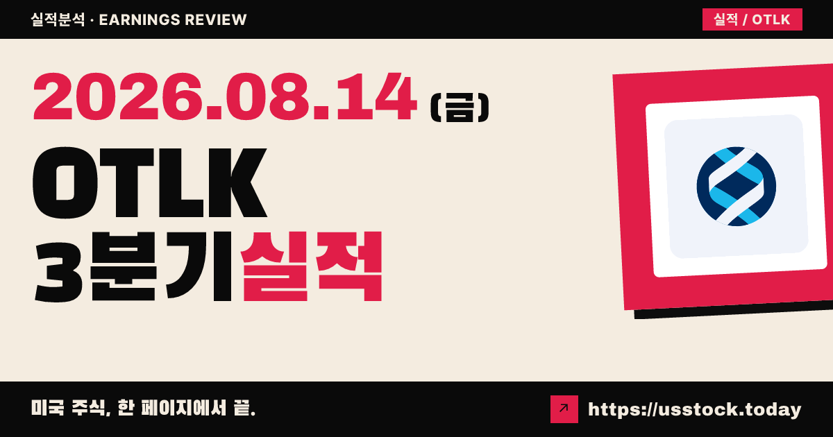 아웃룩 테라퓨틱스($OTLK) 2026회계연도 3분기 실적 분석 — 매출·조정 주당손실 모두 예상 하회, 시간외 약세