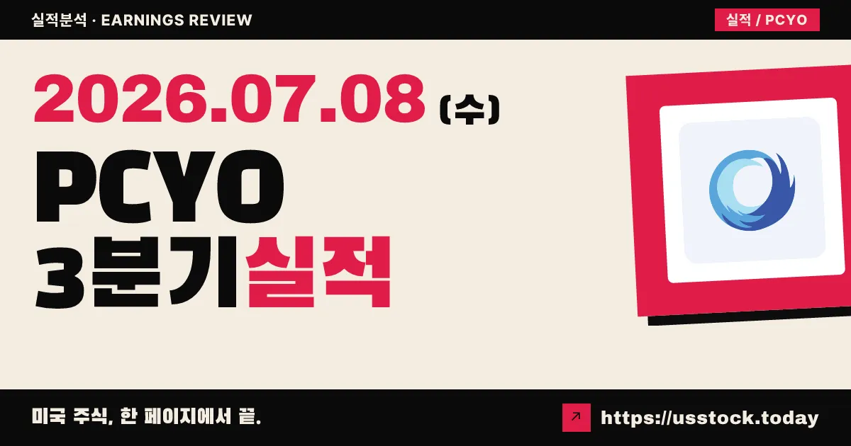 퓨어사이클($PCYO) 2026 회계연도 3분기 실적 분석 — 매출 60% 급증·순이익 28분기 연속 흑자