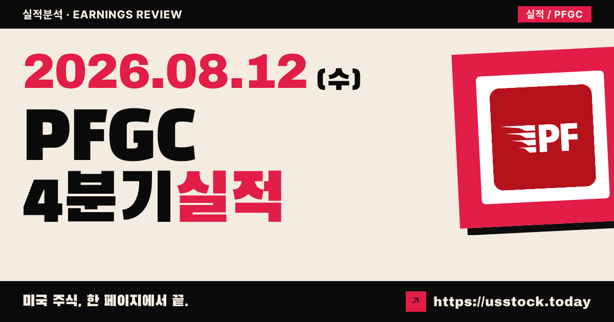 퍼포먼스푸드그룹($PFGC) 2026년 4분기 실적 분석 — 조정 EPS·매출 소폭 미스, 시간외 약세