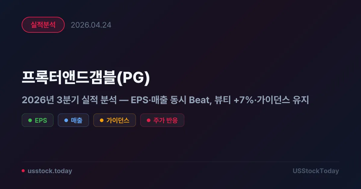 프록터앤드갬블(PG) 2026년 3분기 실적 분석 — EPS·매출 동시 Beat, 뷰티 +7%·가이던스 유지