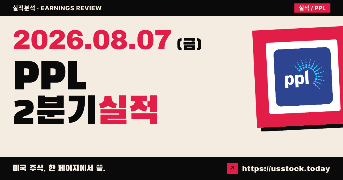 피피엘($PPL) 2026년 2분기 실적 분석 — 조정 주당이익·매출 예상 하회, 연간 전망 유지·시간외 소폭 약세