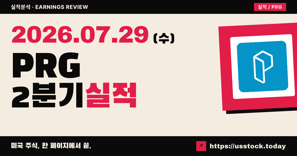 프로지홀딩스($PRG) 2026년 2분기 실적 분석 — 조정 주당이익·매출 모두 예상 상회·연간 전망 상향에도 시간외 급락