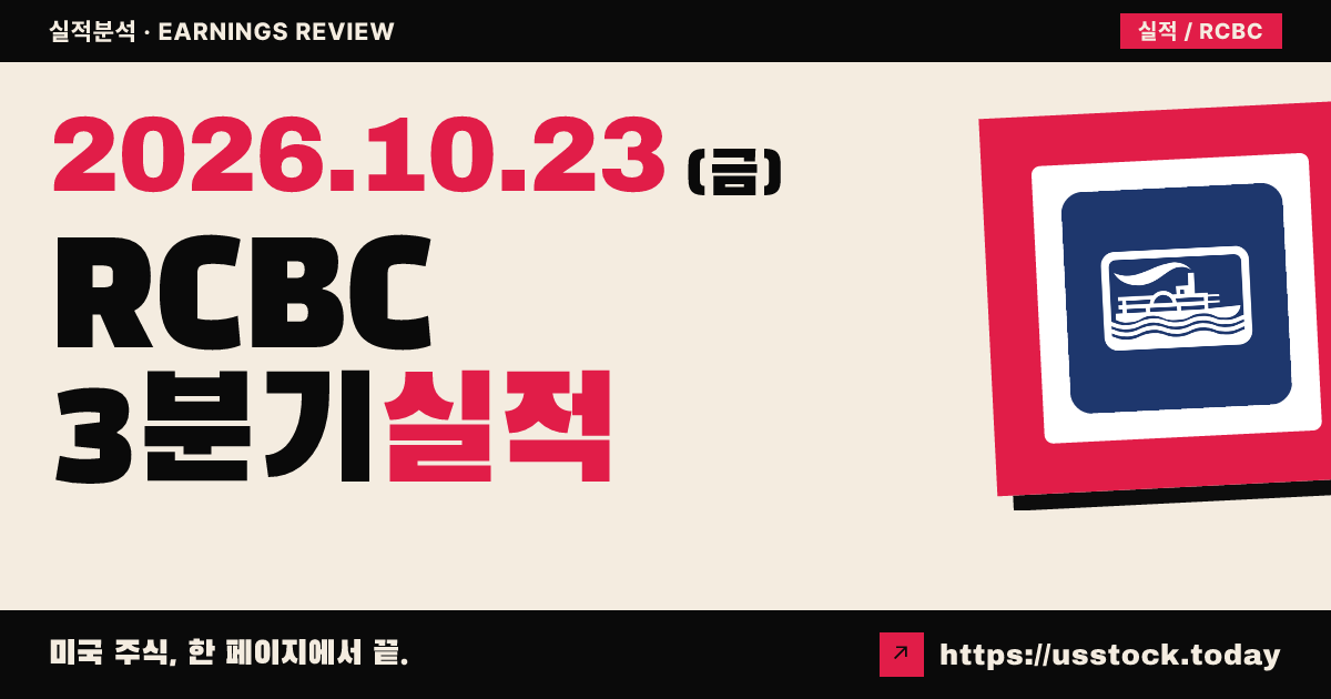 리버 시티 뱅크($RCBC) 2026년 3분기 실적 분석: 조정 EPS·매출 모두 예상 상회
