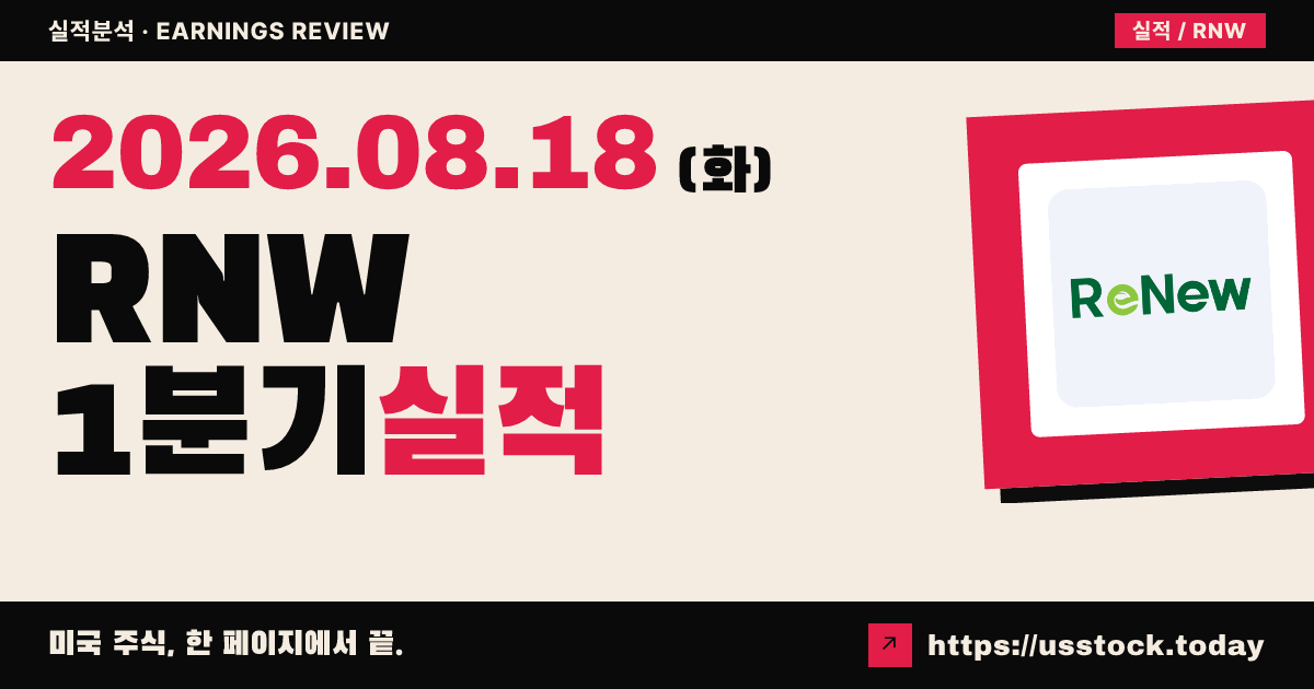 리뉴 에너지 글로벌($RNW) 2027회계연도 1분기 실적 분석 — 매출 예상 하회·가이던스 유지·시간외 보합