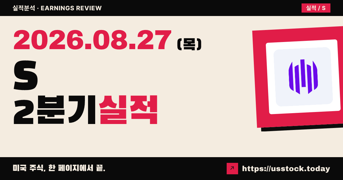 센티넬원($S) 2027회계연도 2분기 실적 분석 — 매출·조정 EPS 예상 상회·연간 전망 상향, 시간외는 약세