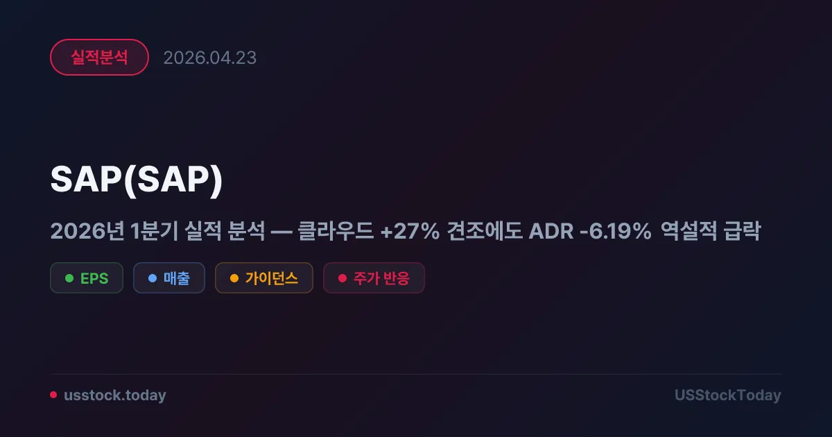 SAP(SAP) 2026년 1분기 실적 분석 — 클라우드 +27% 견조에도 ADR -6.19% 역설적 급락