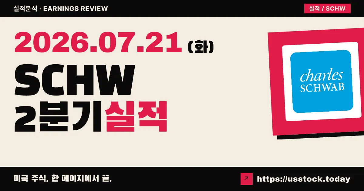 찰스슈왑($SCHW) 2026년 2분기 실적 분석 — 매출·주당순이익 모두 사상 최대, 컨센서스 상회