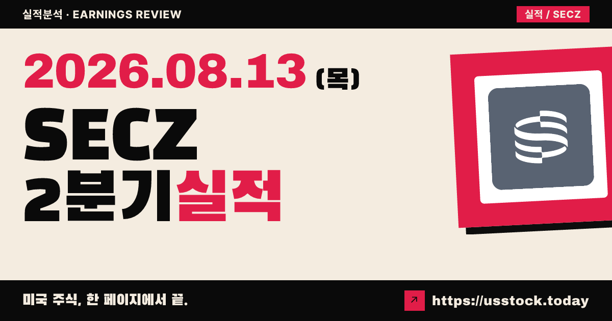 시큐리타이즈($SECZ) 2026년 2분기 실적 분석 — 매출 5% 감소·적자 확대에 시간외 급락