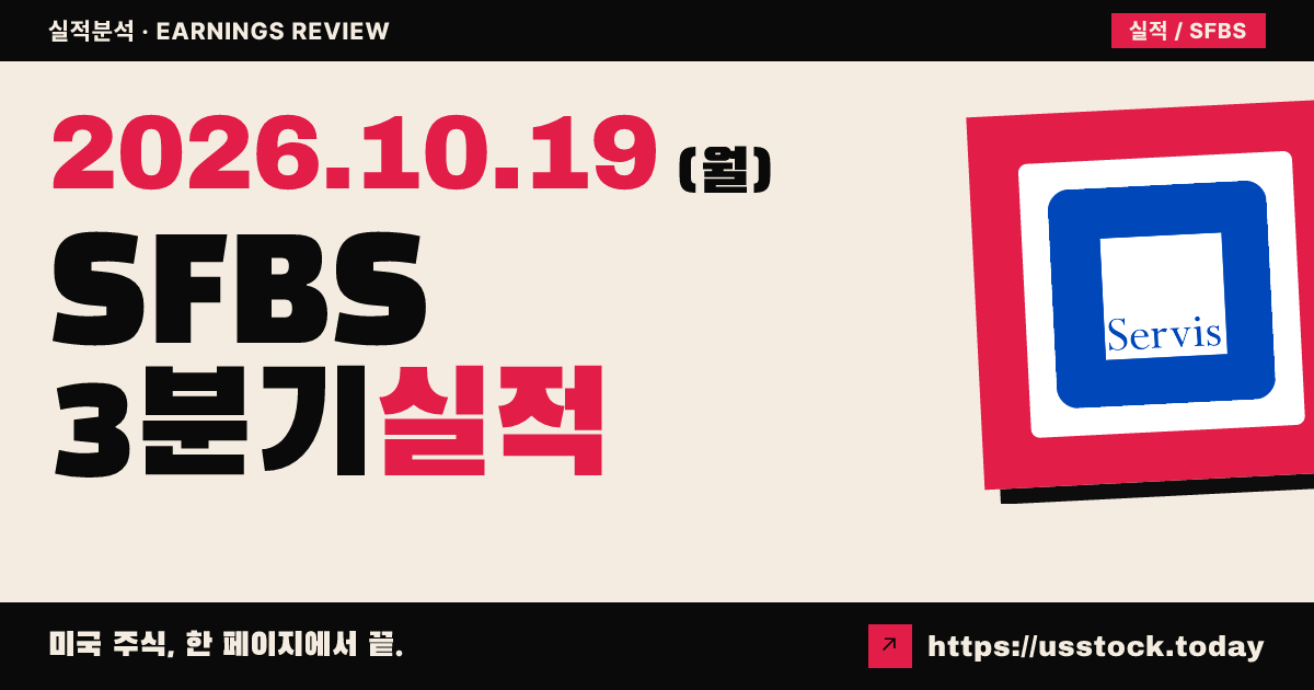 서비스 퍼스트 은행쉐어스($SFBS) 2026년 3분기 실적 분석: 주당순이익 예상 하회 · 대출은 견조 성장