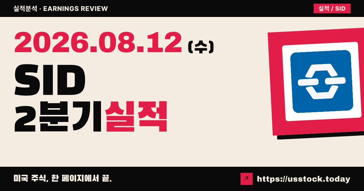 컴파니아 시데루르지카 나시오날($SID) 2026년 2분기 실적 분석 — 공식 수치 미확정, 시간외 소폭 반응