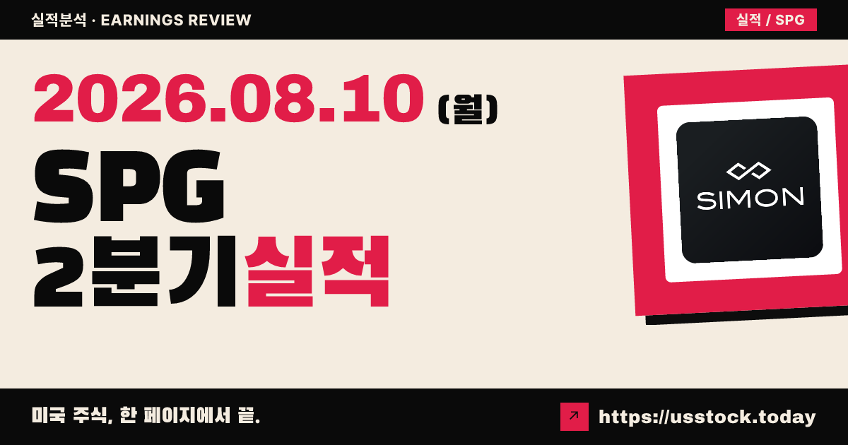 사이먼 프로퍼티 그룹($SPG) 2026년 2분기 실적 분석 — 부동산 펀드운용수익 주당 7.9% 성장·연간 가이던스 상향