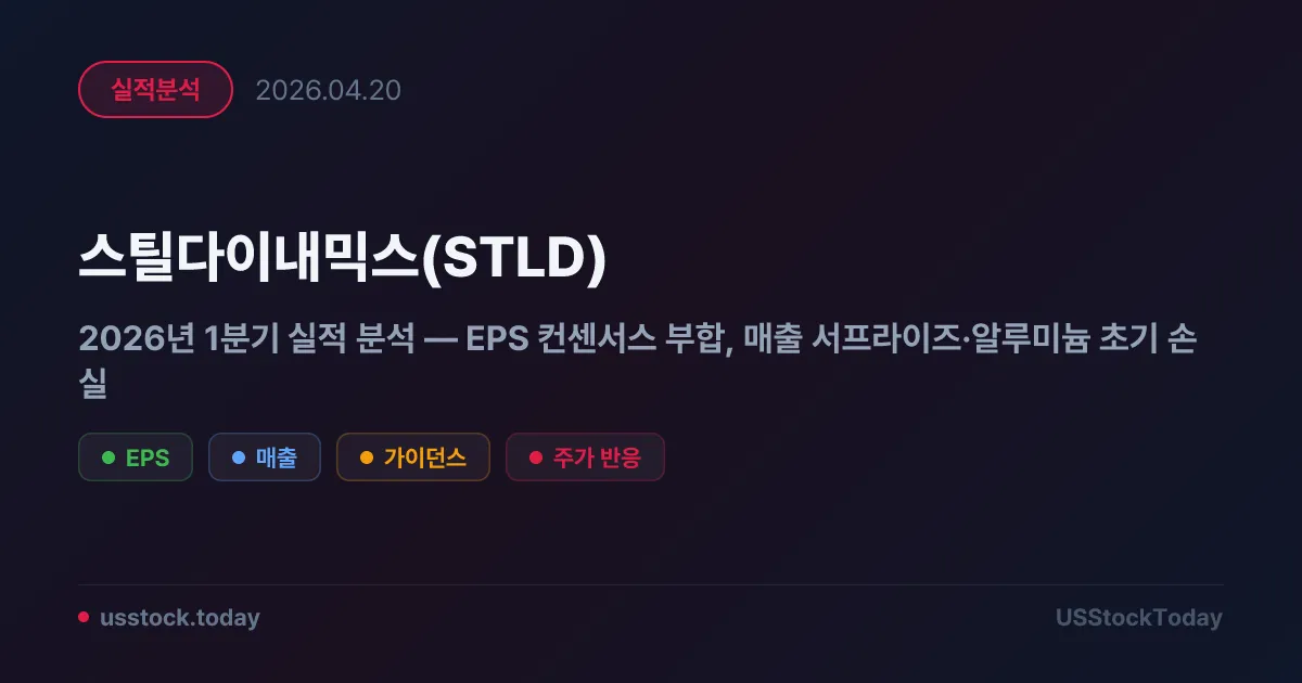 스틸다이내믹스(STLD) 2026년 1분기 실적 분석 — EPS 컨센서스 부합, 매출 서프라이즈·알루미늄 초기 손실