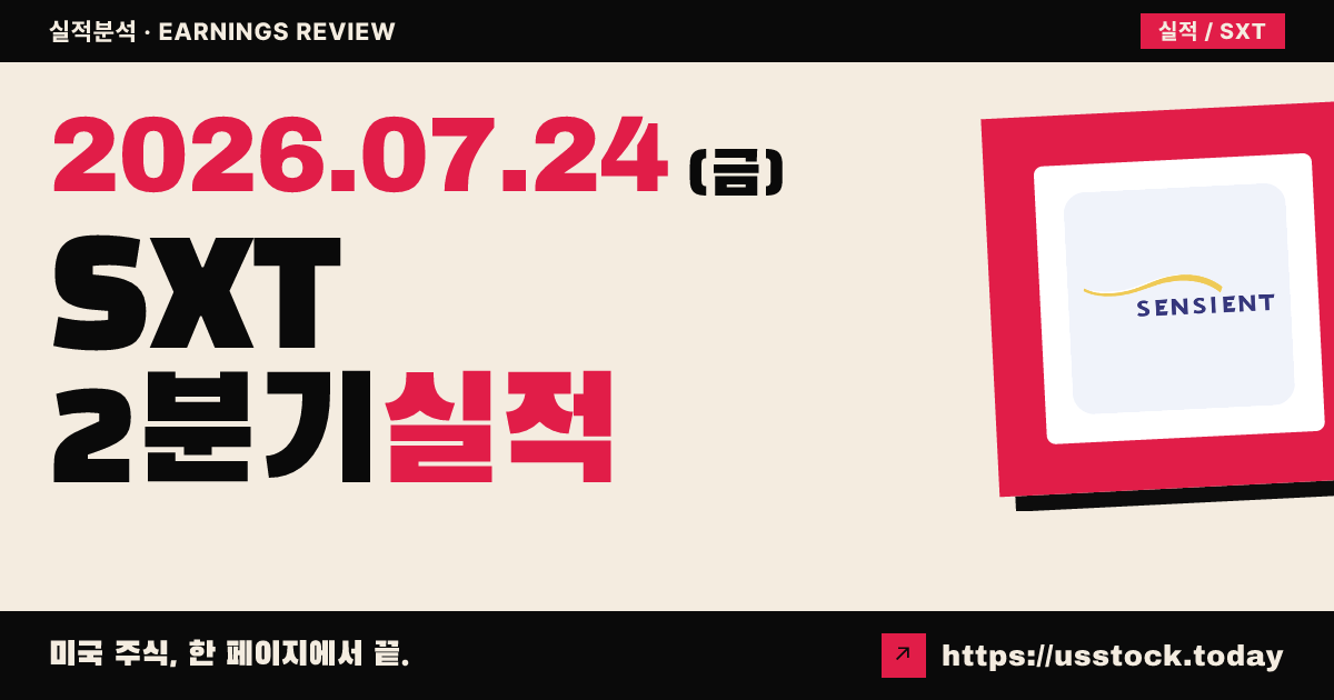 센시언트 테크놀러지즈($SXT) 2026년 2분기 실적 분석 — 매출·이익 모두 예상 상회, 연간 전망 상향