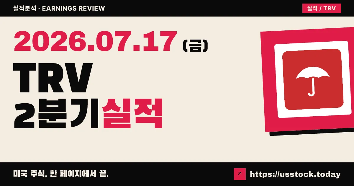 트래블러스($TRV) 2026년 2분기 실적 분석 — 핵심 주당순이익 $10.04로 컨센서스 $5.33 대폭 상회, 재해 손실 급감이 견인