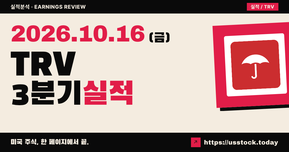 트래블러스($TRV) 2026년 3분기 실적 분석: 주당순이익·매출 예상 상회, 주가는 시간외 하락