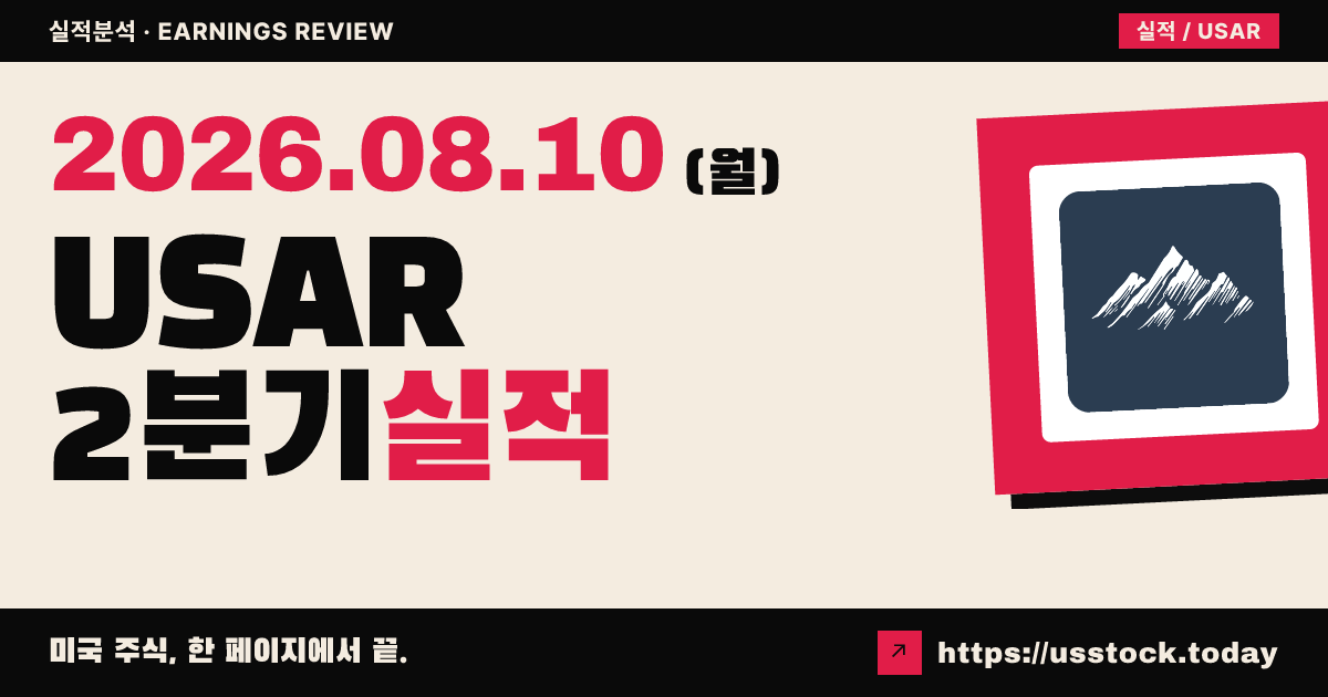 유에스에이 레어어스($USAR) 2026년 2분기 실적 분석 — 매출·조정 주당손실 모두 예상 하회, 시간외 약세