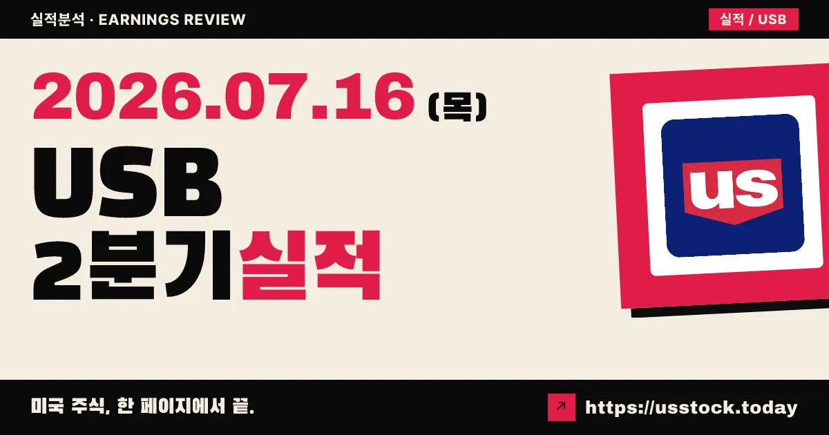 유에스뱅크($USB) 2026년 2분기 실적 분석 — 사상 최대 매출로 EPS 1.35달러, 컨센서스 상회