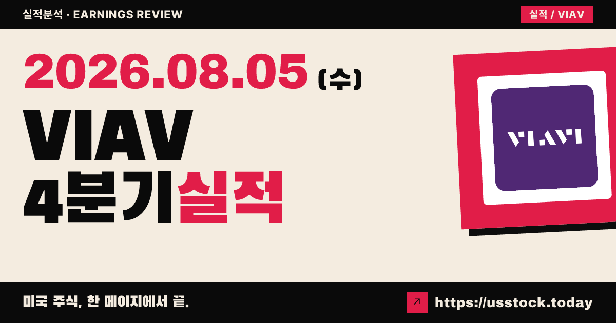 비아비스솔루션즈($VIAV) 2026 회계연도 4분기 실적 분석 — 매출·조정 주당순이익 모두 예상 상회, 다음 분기 가이던스 강세에도 시간외 보합