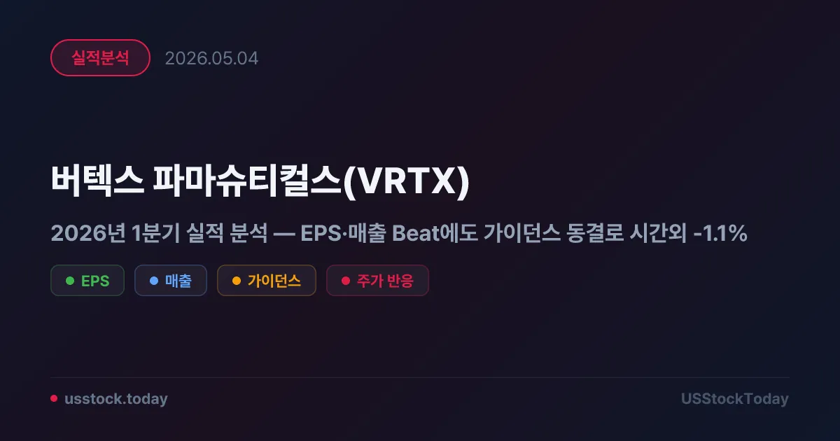 버텍스 파마슈티컬스(VRTX) 2026년 1분기 실적 분석 — EPS·매출 Beat에도 가이던스 동결로 시간외 -1.1%