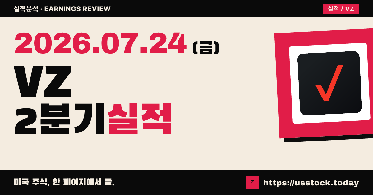 버라이즌($VZ) 2026년 2분기 실적 분석 — 조정 주당순이익 서프라이즈·가이던스 상향, 매출은 소폭 미달