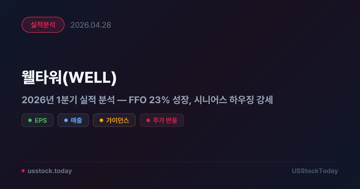 웰타워(WELL) 2026년 1분기 실적 분석 — FFO 23% 성장, 시니어스 하우징 강세