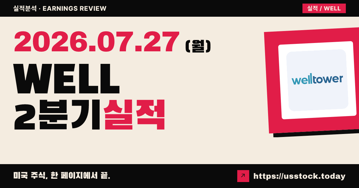 웰타워($WELL) 2026년 2분기 실적 분석 — 매출은 크게 웃돌고 주당 이익은 소폭 미달, 연간 전망 상향에 시간외 4%대 강세