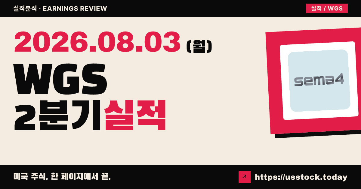 지니덱스 홀딩스($WGS) 2026년 2분기 실적 분석 — 매출·조정 이익 모두 예상 상회, 연간 가이던스 유지