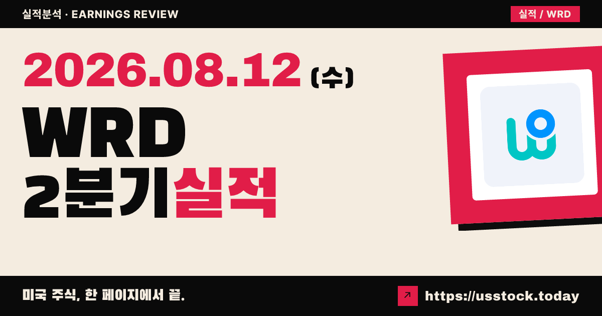 웨어라이드($WRD) 2026년 2분기 실적 분석 — 매출 82% 급증·총이익률 개선에 시간외 반등