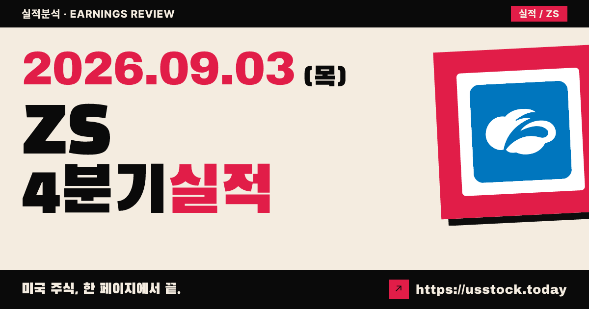 지스케일러($ZS) 2026회계연도 4분기 실적 분석 — 매출·이익 모두 예상 상회, 성장 둔화 전망에 주가 하락