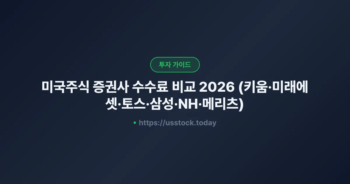 미국주식 증권사 수수료 비교 2026 (키움·미래에셋·토스·삼성·NH·메리츠)