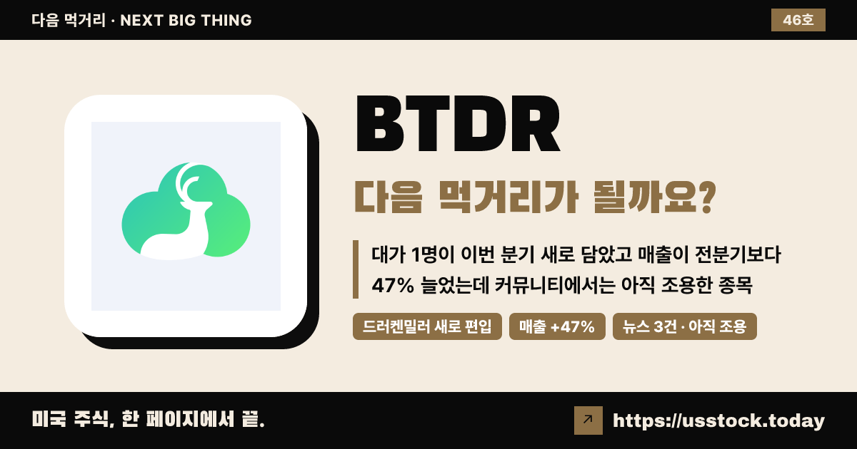 BTDR (비트디어 테크놀로지스 그룹), 다음 먹거리가 될까요? (9월 넷째 주 · 46호)
