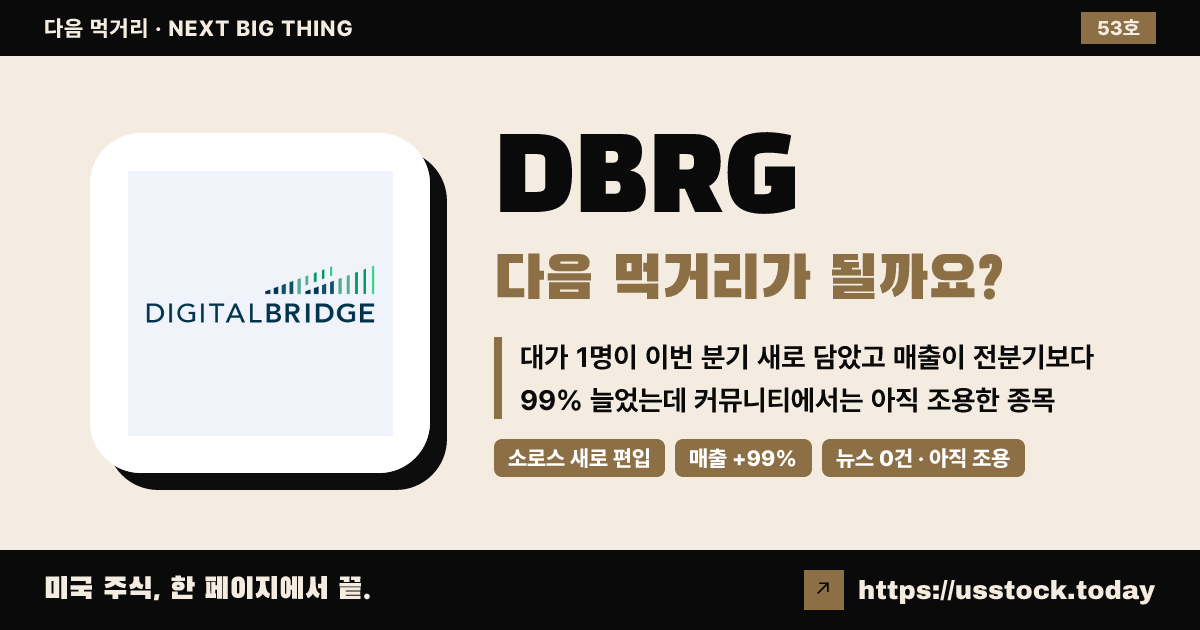 DBRG (디지털브릿지그룹), 다음 먹거리가 될까요? (10월 둘째 주 · 53호)